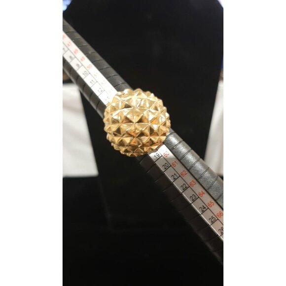 Kenneth Jay Lane KJL Gold-Tone Textured Statement Ring Sz 8 Bold Geometric Stud - Picture 1 of 4